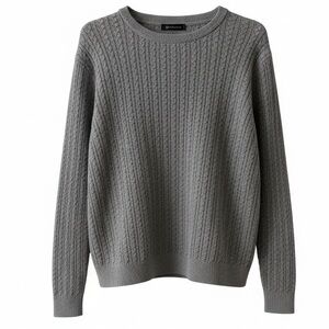 Brooks Brothers Light Gray Cable Knit Sweater